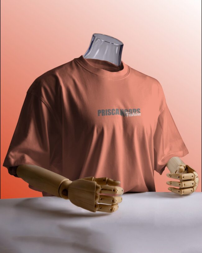 PriscanGods Peach Solid Oversized Tee