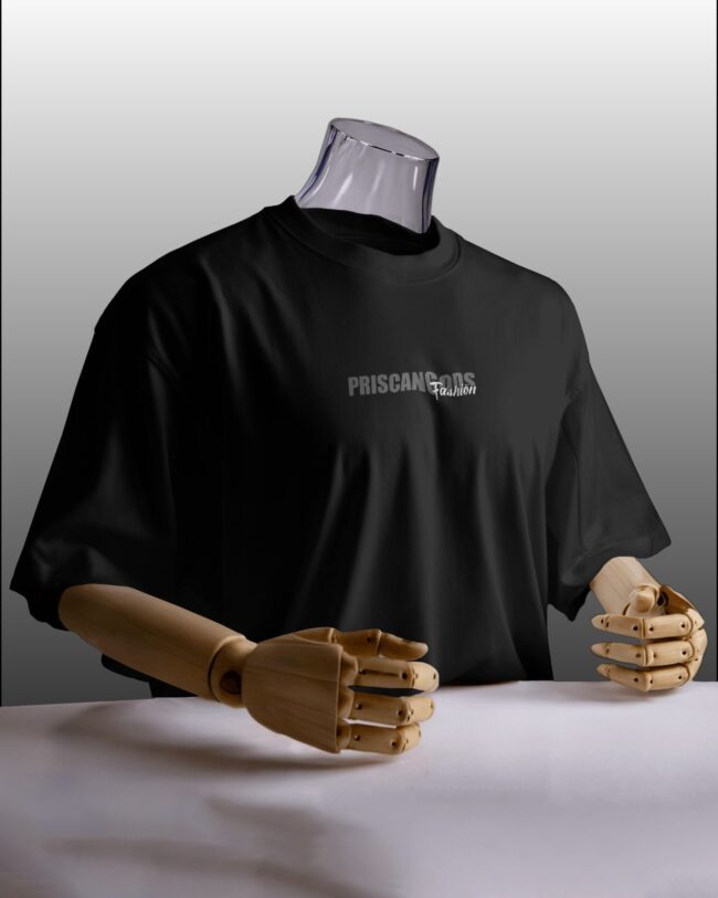 PriscanGods Black Solid Oversized Tee - Classic Essential